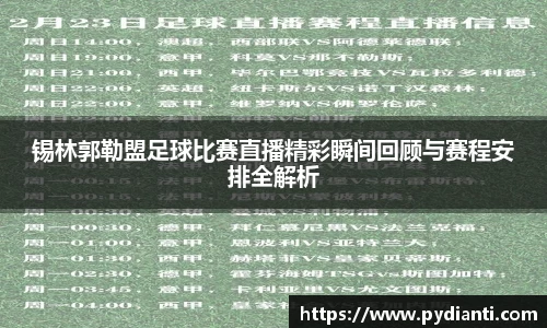 锡林郭勒盟足球比赛直播精彩瞬间回顾与赛程安排全解析